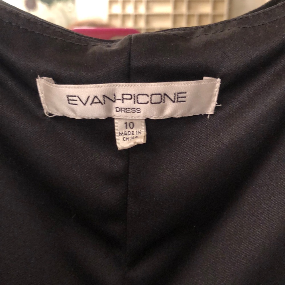 Evan Picone black stretch dress gathered round neckline sleeveless cocktail 💎LBD - Picture 5 of 7